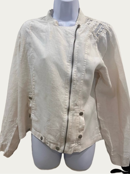 Johnny Was Jackets & Blazers - Johnny Was 4 Love And Liberty Linen Moto Jacket Size Large